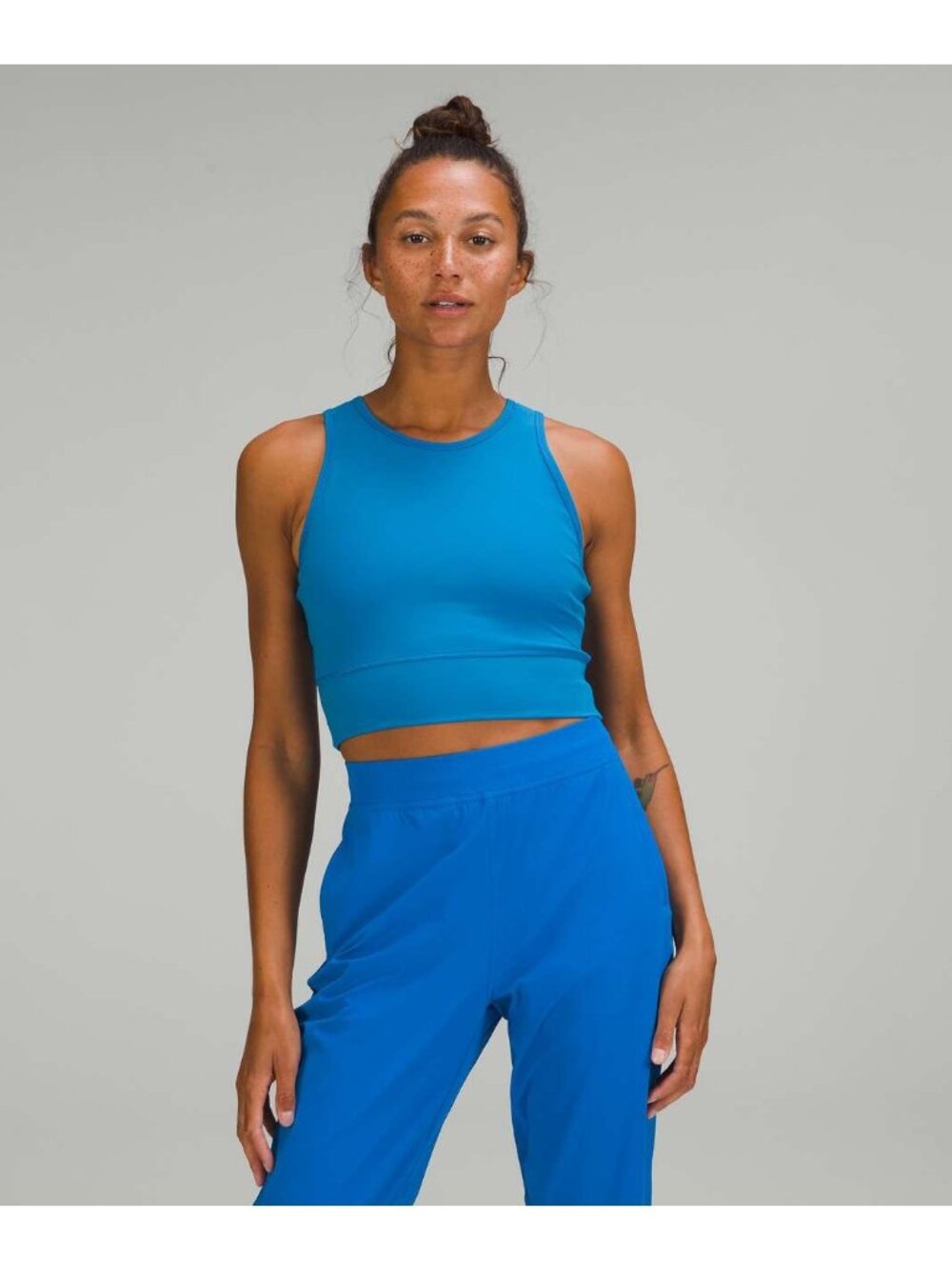 Lululemon Mesh-Back Cropped Training Tank Size 2 B/C Cup Poolside Blue Womens